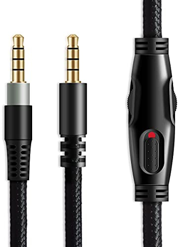 MJKOR Replacement Audio Aux Cable for HyperX Cloud Alpha and Cloud Mix Gaming headsets with Inline Mute & Volume Control (No Inline Mic)