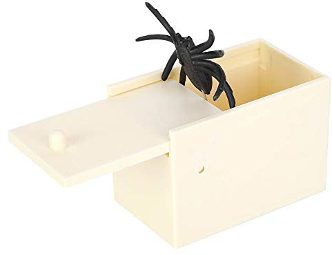 Mutuer Spinne Prank Box, Hölzerner Streich Spinnen Schrecken-Kasten-Witz-lustiges Überraschungs-Gag-Spielzeug, für Halloween April Fool's Day