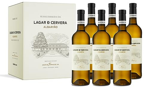 Lagar de Cervera - Vino Blanco Albariño D.O Rías Baixas | Pack Caja de 6 Botellas 75 cl
