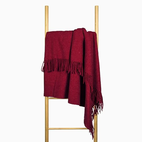 Wolldecke 140x200, 100% Schurwolle, warme & langlebige Decke, weiche Wohndecke Wolle, kuschelige Decke Wolle für Sofa & Bett, Hochwertige Schurwolldecke mit Fransen - Nostra ZELANDIA Wool Blanket