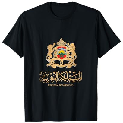 Emblème doré du Royaume du Maroc avec drapeau du Maroc T-Shirt