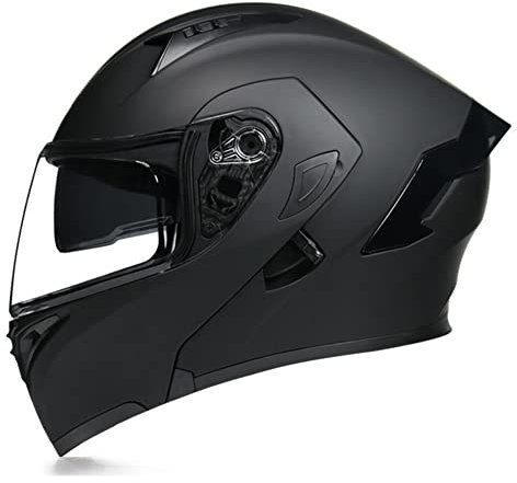 Woljay Casco Moto Modulare Integrato apribile Parasole caschi Doppia Visiera per uomo donna Scooter Adulto DOT ECER22-05 (Matte Black-Transparent Visor,XL)
