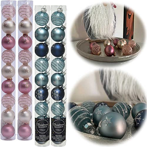 LS-LebenStil 18 Glas Weihnachtskugeln Pink Perle Mix 3cm Christbaumkugeln Dekokugel Tisch-Deko