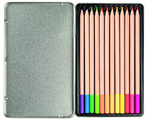 walther design Buntstifte NEON Bunt12 Stifte in Metallbox leuchtkräftig-neon, PIMP AND CREATE PC300N