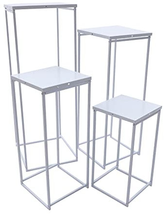 YENWEAGEWGE Supporto per fiori rimovibile, supporto per fiori, per matrimonio, colonna in vasi geometrici per decorazioni di nozze, feste, set da 4 pezzi (40 cm, 60 cm, 80 cm, 100 cm) (bianco)