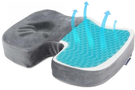 Generic Ortopedisk sittdyna - ergonomisk sittdyna för kontorsstol & Co - verkar smärtreducerande, ökar sittkomforten, främjar blodcirkulationen och avlastar korsbenet (grå)