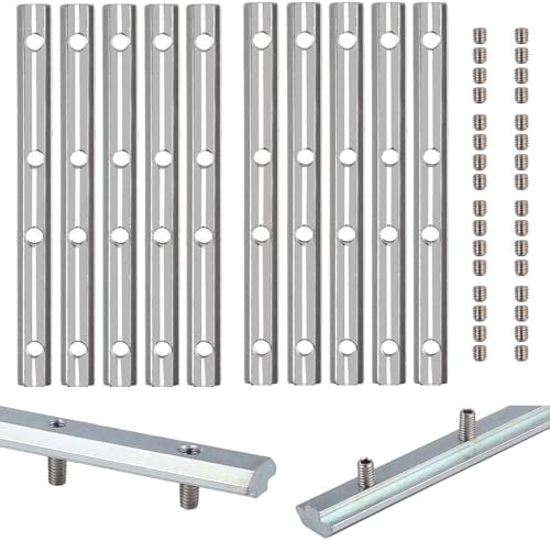 10X EYPINS ALU Streckenverbinder Nut 6, Aluprofil 20x20 Verbinder 100mm Verzinkter Kohlenstoffstahl Profilverbinder mit 40 M5 Schrauben für 20x20, 20x40 Aluminiumprofil Stangenprofil, Strebenprofil