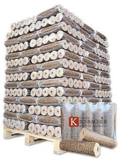 Nestro - Bricchette in legno con foro di trazione, 500 kg, per stufa, riscaldamento, legno di quercia e faggio, 50 x 10 kg, in polietilene Nestro bricchette rotonde | Energia Kienbacher