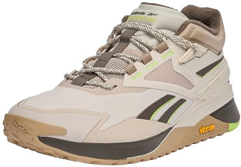 Reebok Unisex Nano X3 Adventure Winter Sneaker, Stuck Boulder Beige F23 Laser Lime F23, 42.5 EU