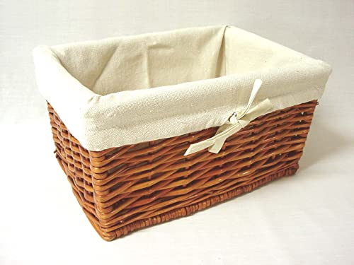 PANERA CONTENEDOR MIMBRE RECTANGULAR ALTA MARRON CON TELA LAZO