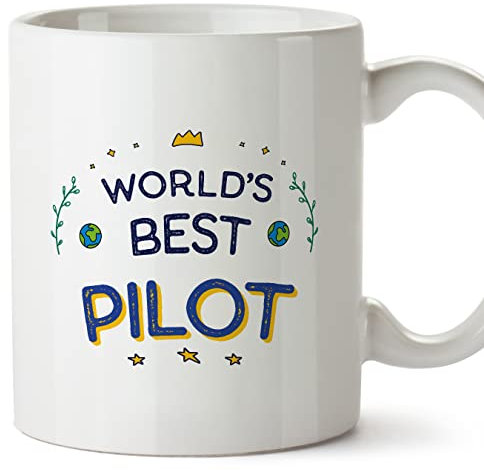 MUGFFINS Pilot Mug - in English - World's Best - Funny Gift for Colleagues - Ceramic 11oz Mug