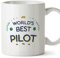MUGFFINS Pilot Mug - in English - World's Best - Funny Gift for Colleagues - Ceramic 11oz Mug