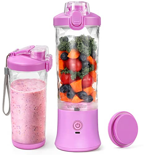 Mixeur portable pour smoothie, Blender Mixeur avec 600 ml de grande capacité et batterie 4000 mAh, 6 lames 3D et IPx67 étanche, moteur 270 W pour faire des milkshakes et smoothies