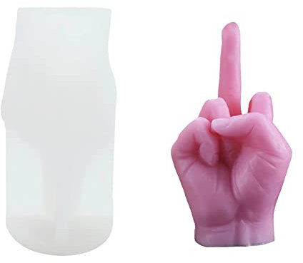 Hand Gesture Shaped Silicone Candle Mold 3D Middle Finger Resin Casting Mould for DIY Soap Candles Handmade Gift Craft Ornaments Home Decoration (Middle Finger)
