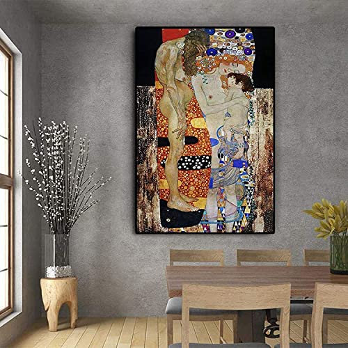 Gustav Klimt Peinture par numéros pour adultes Les trois âges de la femme Kit de peinture numérique par numéros sur toile