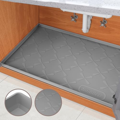SIKADEER Tapis sous évier imperméable de 55,9 x 48,3 cm, tapis en silicone pour tiroir de cuisine et armoire, protecteur d'évier pour organiseurs de cuisine et de rangement, plateau de coffre, tapis