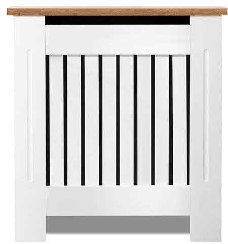 Radiator Cover Small, Radiator Cover, Vertical Slatted Modern Radiator Covers MDF Wood Cabinet Shelf Heating Covers for Living Room, Hallway (19D x 78W x 83.2H cm)