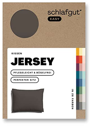 Schlafgut Easy Jersey Kissenbezug 70x90 cmn Sand Deep mit 100% Baumwolle, superweicher & atmungsaktiver Kopfkissenbezug