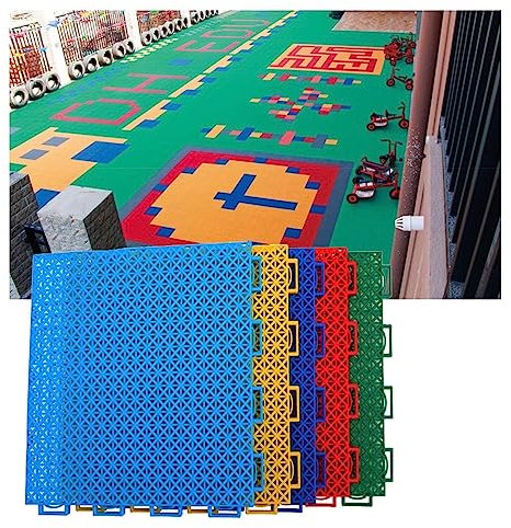 Piastrelle Flessibili Piastrelle for pavimenti ad incastro modulari impermeabili for esterni, pavimenti in plastica for tappeti sportivi con giunzioni in plastica, con fori di drenaggio/facili da inst