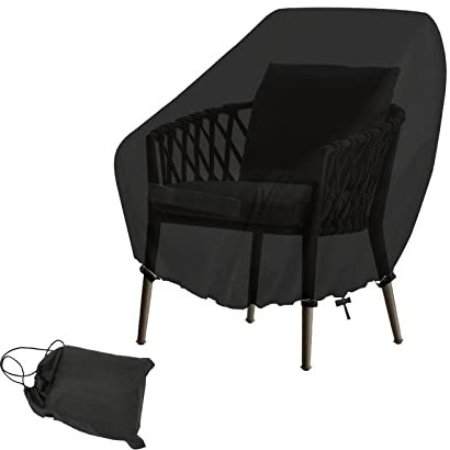 MOZMY Gartenstühle Abdeckung, Gartensessel Abdeckung Wasserdicht, 420D Oxford-Stoff Schutzhülle für Gartenstühle Sessel, Anti-UV Gartenstuhl Abdeckplane mit Schnalle, 89x97x74cm