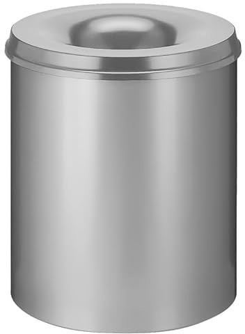 PROREGAL Selbstlöschender Papierkorb & Abfallsammler aus Metall | 80 Liter, HxØ 54x47cm | Grau