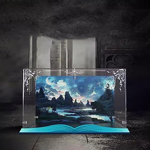 AZIZAT Acryl-Staubdichte Vitrine, transparente Showbox. Schaukasten für Lego 76419 Schloss und Gelände Bausteinmodell (nur Aufbewahrungsbox 3 mm) (Hintergrundversion)