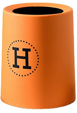 HERCHR Poubelle Ronde, Poubelle en Plastique Orange, Poubelles à Dessus Ouvert, Poubelle Durable à Double Couche épaisse pour Salle De Bain(9L)