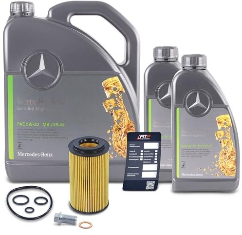 BESTPRICE Inspektionspaket Filterset mit 1x Ölfilter; 7l Motoröl 5W-30; 1x Ölablassschraube; 1x Ölwechselanhänger