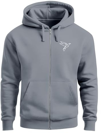 Neverless® Zip-Hoodie Herren Sweatjacke mit Kapuze Polygon Print Vogel Origami Männer Fashion Streetstyle