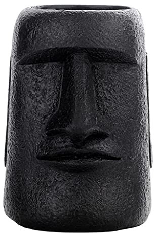 Osterinsel-Statue, Blumentopf, Sukkulentententententopf für Zuhause, 10,2 x 9,3 x 11,6 cm, Schwarz, Stil 1