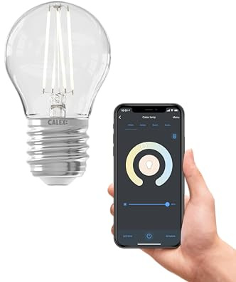CALEX Smart LED Lampe, E27, P45, Filament, warmweißes Licht, dimmbar, WLAN App- & Sprachsteuerung
