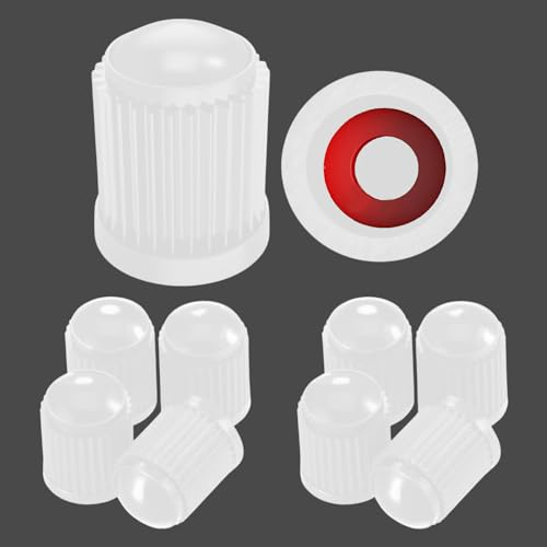 Pitlane Performance® Ventilkappen 10 Stück Ventildeckel Auto-Reifen Ventilabdeckung Reifenventil-Kappen Autoventil-Kappen PKW, SUV, Motorrad, Fahrrad für alle Schrader-Ventile (Weiß)