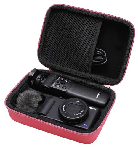L LTGEM Hard Case for Sony ZV-1F / ZV-1 / ZV-1 II Digital Camera by LTGEM. Fits Vlogger Accessory Kit Tripod and Microphone - Travel Protective Carrying Storage Bag(Magenta+Blakc), CS1426