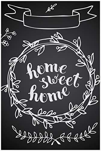 Wallario Glasbild Home Sweet Home – Weiß auf Schwarz - 60 x 90 cm Wandbilder Glas in Premium-Qualität: Brillante Farben, freischwebende Optik