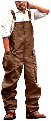 2024 Salopette da Uomo Tuta da Lavoro Tuta da Uomo Cargo Taglie Forti Tinta Unita Salopette Lavoro Cotone Comoda Pagliaccetto Multi Tasche Cinturino Regolabile Tuta Intera Salopette con Cerniera