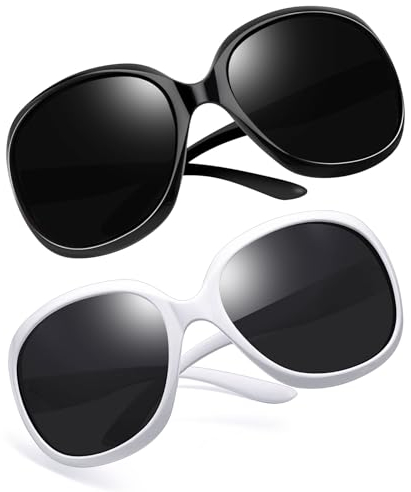 Joopin Weiße Sonnenbrille Damen Übergroß UV400 und Polarisierte Sonnenbrille Dunkle Klassische Brille Oversized für Fahren Angeln und Reisen (Schwarz und Weiß/Schwarz)