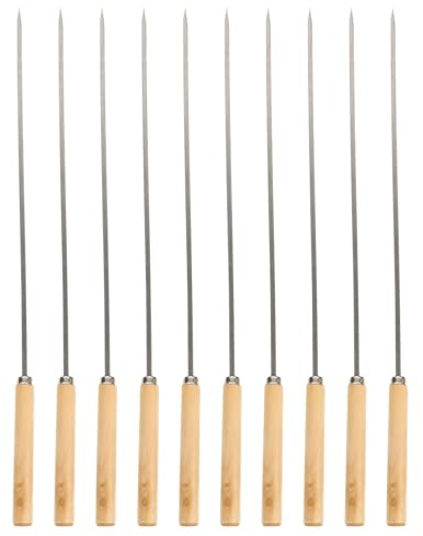 INOOMP Brochetas Planas De Acero Inoxidable Para Barbacoa 10 Piezas 12.99 Pulgadas Palos De Brocheta Reutilizables Para Kebab Camping Fogatas Fiestas Y Reuniones Familiares
