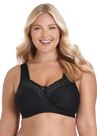 Reggiseno di Cotone Comodo Senza Ferretto Miss Mary Broderie Anglaise 7G Black