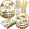 BOIKOKY 120 Pièces Décorations de Fête d'Anniversaire sur le Thème de Construction, Fournitures de Fête sur le Thème de Camion Deux Ans, Vaisselle Jetable | Pour 24