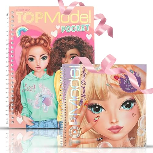 TOPModel Pocket Malbuch und das TOPModel Hand Designer Malbuch mit Stickern! Perfekt für kreative Köpfe, die Spaß am Zeichnen und Gestalten haben