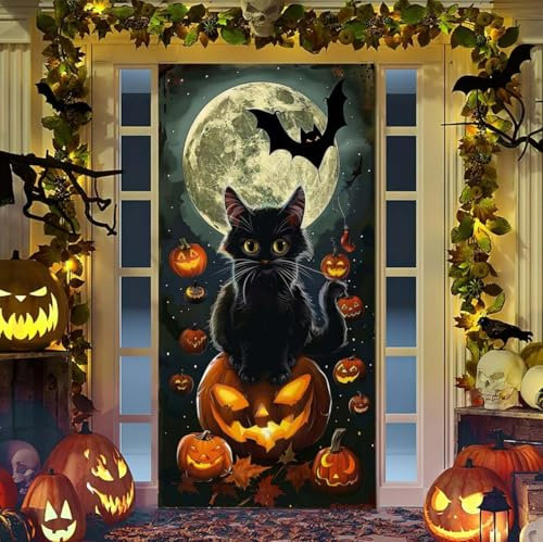 YATOSEN Rideau de Porte d'Halloween - Décoration Festival des Fantômes - Horreur Monstre - Bannière de Fond - Décoration d'Halloween pour Entrée (C)