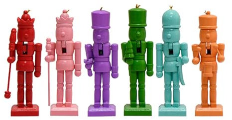 Set Mit 6 Bunten Holz Nussknackern Puppen Ornamenten Weihnachtsbaum Hängefiguren Dekorationen Für Feiertage