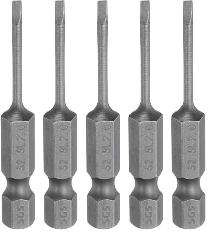 sourcing map 5pcs SL2 Magnetic Slotted Screwdriver Bits 2mm S2 Steel Flat Head Screwdriver Bit 1/4 Hex Shank Industrial Grade Screw Driver Drill Bits 50mm (2) Long for Screws