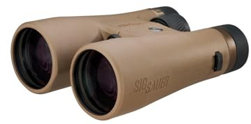 SIG SAUER Canyon HD Durable Fogproof Waterproof IPX-7 Rated Tripod-Adaptable Hunting Binoculars with Multicoated Lenses, Harness Strap, Covers & Case Included, Flat Dark Earth - 12x50mm