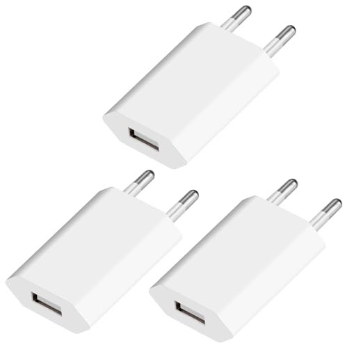 MINSHUXI USB Ladegerät 3-Pack USB Netzteil Ladestecker 5V-1A Universal Stecker Adapter Steckdose Stromadapter Netzstecker Ladestecker für Handy, smartwatch, Écouteurs,Jouets,Lecteur électronique