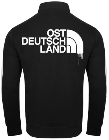 Spaß Kostet Männer Trainingsjacke Sweatjacke mit Streifen Ostdeutschland Logo Osten DDR