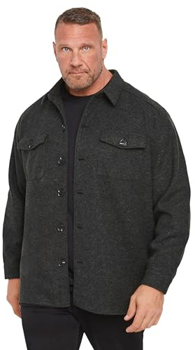 BadRhino Big & Tall Grey Premium Button Down Shacket - Men's - Plus Size Curve