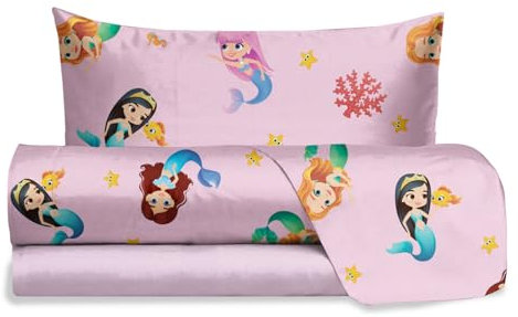 hermet Jolly, Bettwäsche-Set für Einzelbett, 100% Baumwolle, Bettbezug + Spannbettlaken + Kissenbezug, Muster: Kinderzimmer
