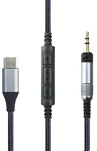 ABLET USB C Type-C Audio Cable Compatible with Sennheiser HD598SE HD598 HD560s HD620S HD598Cs HD599 Headphone, Remote Volume Mic Compatible with iPhone 15/15 Pro/16/16 Pro/Compatible with ipad