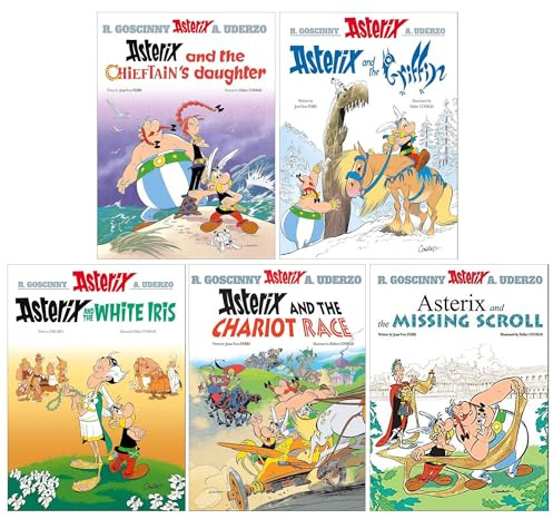Asterix Series 8 by Jean Yves Ferri & Fabcaro 5 Books Collection Set: Book 36-40 (Asterix and Missing Scroll, Asterix and Chariot Race, Asterix and Chieftain's Daughter, Asterix and Griffin & 1 More)